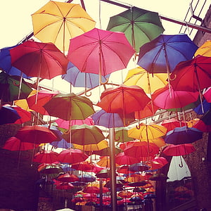 umbrella, rain, colors, parasol, protection, weather