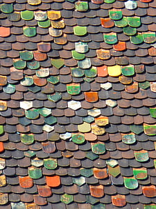 azulejo de, techo, material para techos, colorido, Torre de Metzger, Torre, Ulm