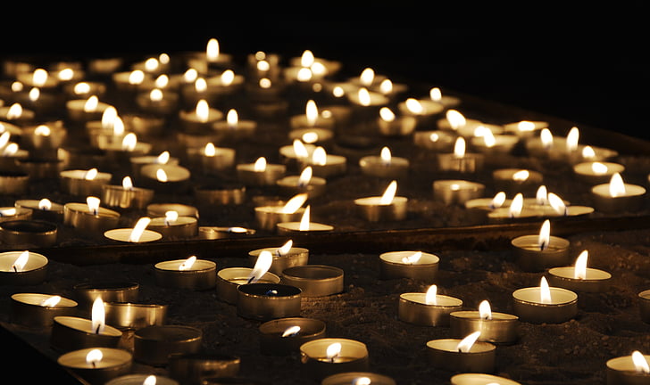 Teelichter, Kirche, Licht, Gebet, Candle-Light, Glauben, Religion