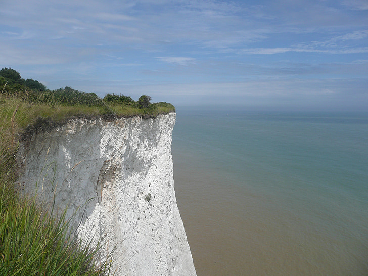hvite klipper, England, sjøen, Storbritannia, kysten, Dover, skyer
