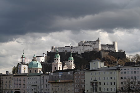 Salzburg, edifício, arquitetura, cidade velha, Áustria, Fortaleza de Hohensalzburg, Castelo