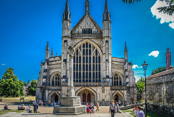 Winchester, Catedral, histórico, Inglaterra, céu, Grã-Bretanha, viagens