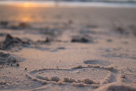 hjerte, Beach, Sunset, Kærlighed, sommer, Romance, romantisk