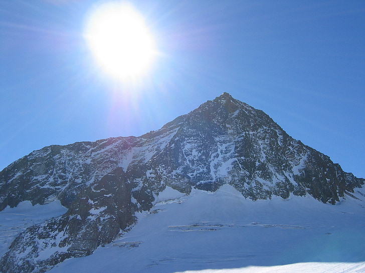 panorama över bergen, Stubai, vinter, solsken, Mountain, snöig, bergen