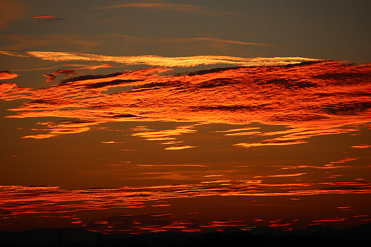 zachód słońca, wieczorne niebo, czerwony, Afterglow, Abendstimmung, Natura, kolor pomarańczowy