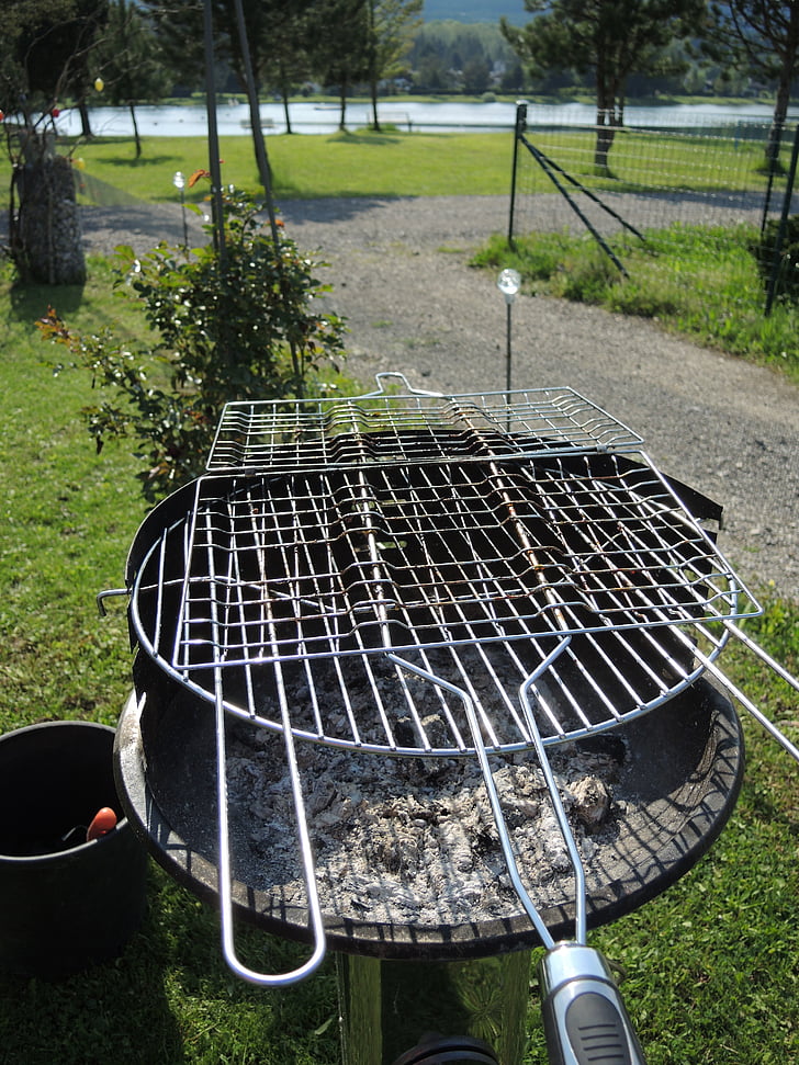 griglia, barbecue, giardino, caldo