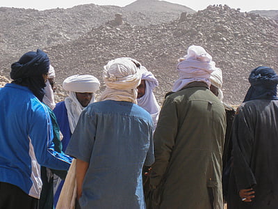 알제리, 사하라, tuareg, 회의, 터 번, 사막, 사람들