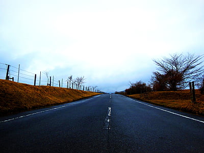 road, cloudiness, dark, landscape, challenge, center