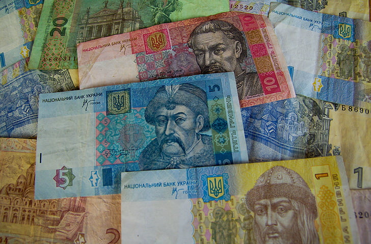 penger, hryvnia, billetter, Banque, Ukraina