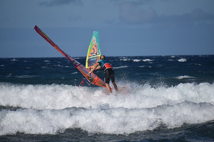 windsurfing, Gran canaria, windsurfing pohár, pozowinds, větru vlny, sportovní, pláž a windsurfing