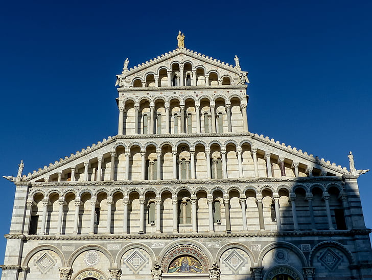 Pisa, Duomo, kopule, fasáda, budova, Toskánsko, náboženství