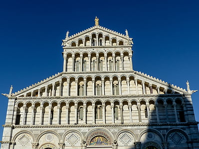 Piza, katedra, kupolas, fasadas, pastatas, Toskana, religija