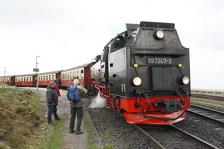 Brocken railway, op de brocken, hars, spoorweg track, trein, vervoer, Stoomtrein
