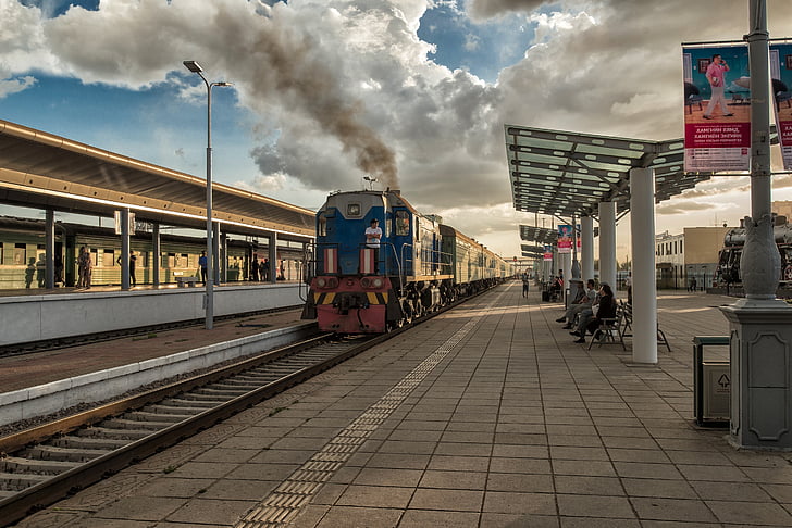 pemandangan, Mongolia, Stasiun Ulan Bator, Trans continental kereta, perjalanan, jalur kereta api, transportasi