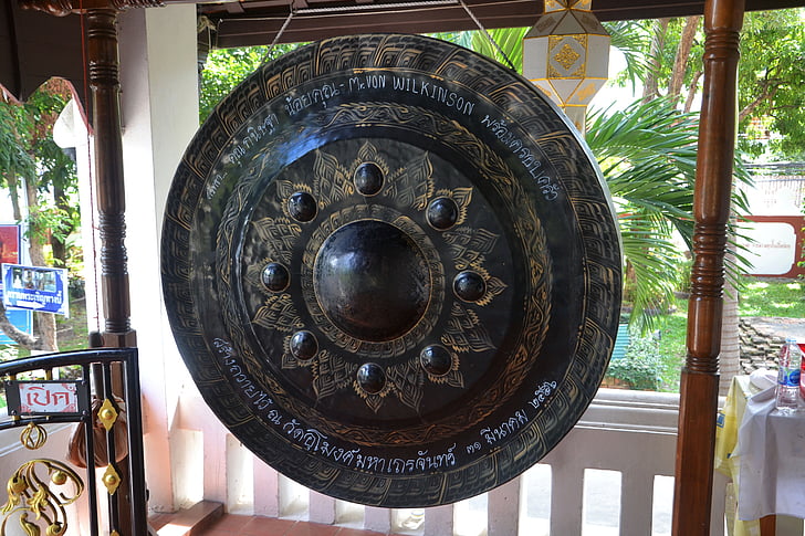 gong, strike, bell, sound, music, metal, antique
