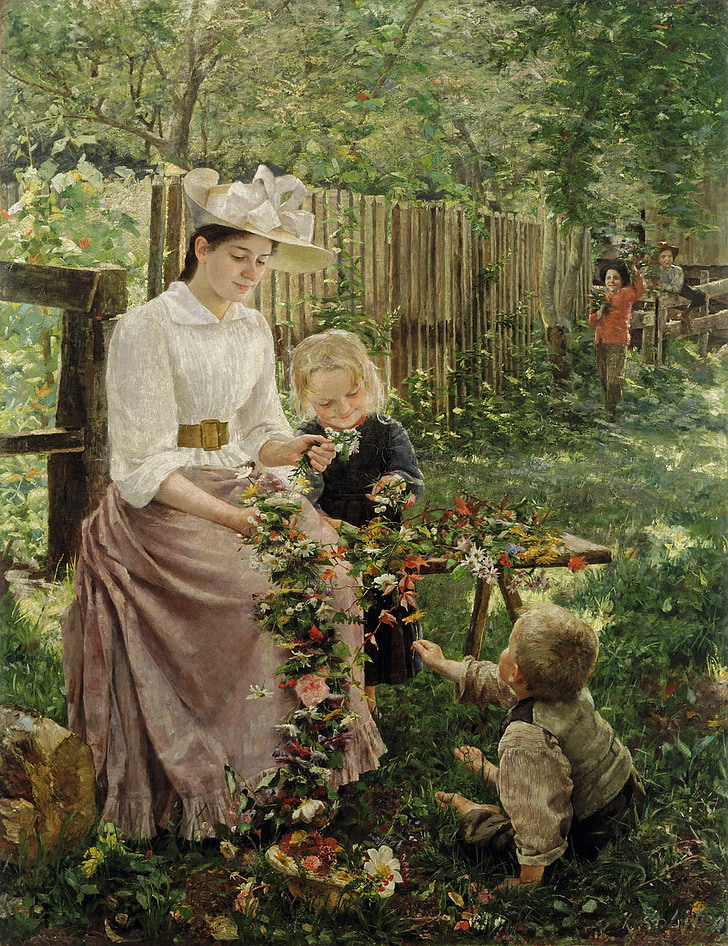 lukisan cat minyak, Ibu, anak, Ivana kobilca, 1890, lukisan, seni