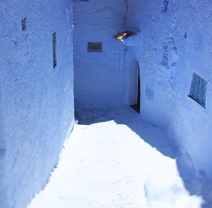 chefchaouen, Мароко, Северна Африка, алея, синьо, село, далеч