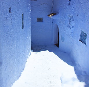 Chefchaouen, Marokkó, Észak-Afrika, sikátor, kék, falu, el