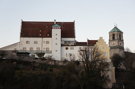 casas, Wasserburg, Pousada, Castelo, Torre, céu, edifício