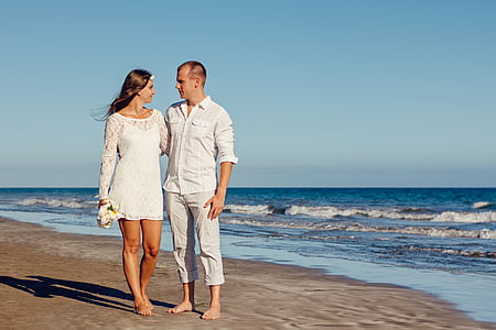 婚礼, 海滩婚礼, 爱, 几个, 对年轻的夫妇, 浪漫主义, 大加那利岛
