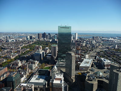 Boston, Panorama, Amerika, přístavní město, mrakodrapy, Massachusetts, město