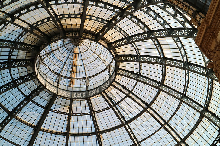 galleria vittorio emanuele ii, milan, italy, europe, roof, glass, dome