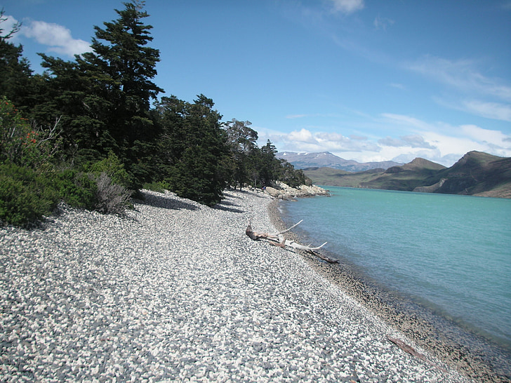 Chili, plage, lac glaciaire