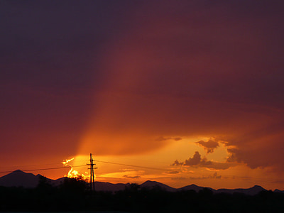 krajina, Západ slunce, poušť, Arizona
