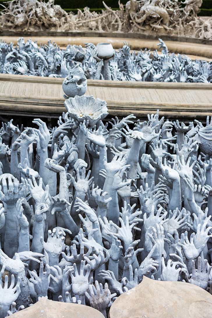 hænder, hvide tempel, Chiang rai, Thailand, kæmper hænder, Pleading, fra helvede