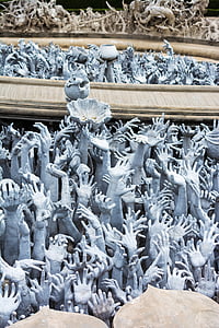 hands, white temple, chiang rai, thailand, struggling hands, pleading, from hell