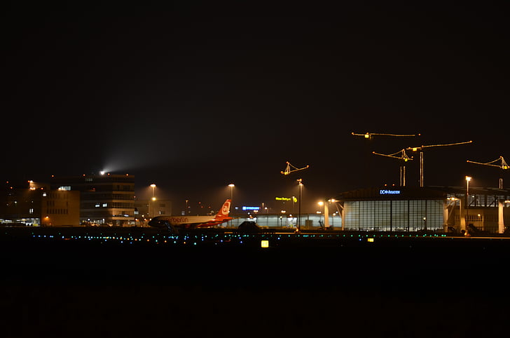 lufthavn, natt, Stuttgart