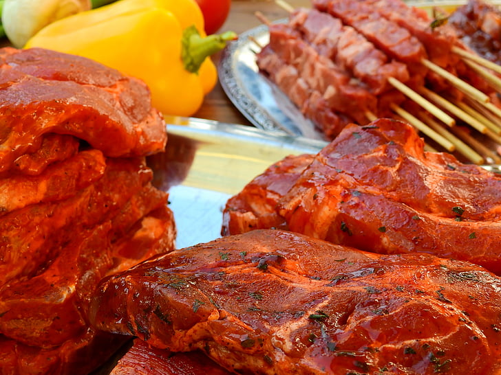 carne, -Prima, saborosa, comida, grelha, carnes grelhadas, Frisch
