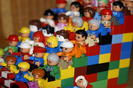 Tribune, leker, menn, barn, barn, seere, LEGO