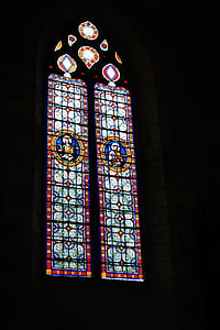 vidrieres, vidrieres, l'església, Catòlica, finestra, Dordonya, Perigord