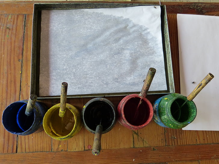 paint, color, paper, vessel