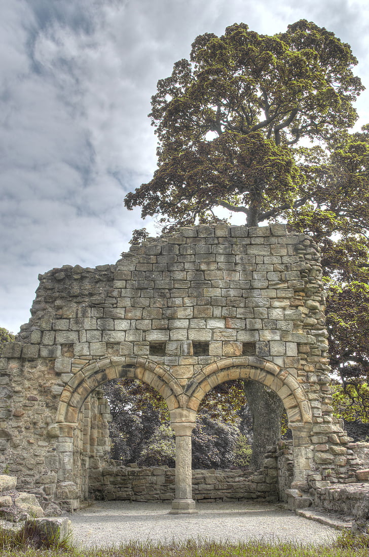 Holywell abbey, historiska, medeltida, historia, historiska, gamla, moln