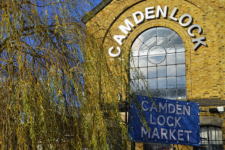 camdenlock, Engeland, Londen, Vintage, boom, afbeelding, Raad van bestuur