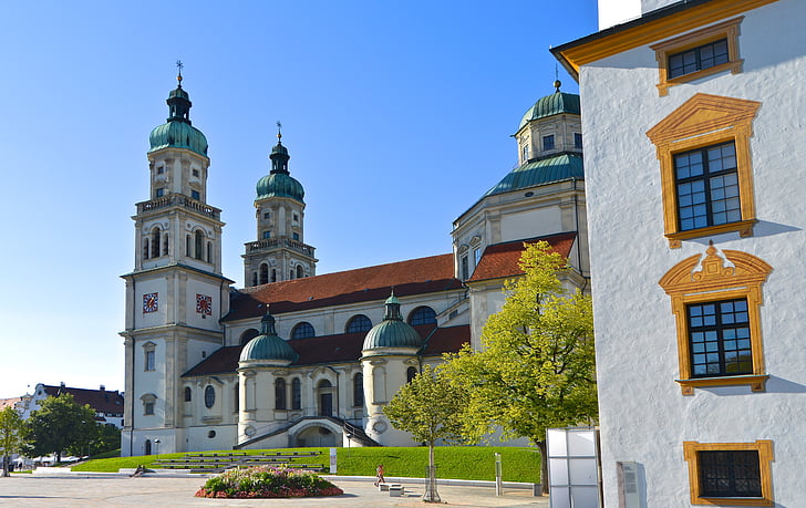 Architektura, Kempten, barokní, St lorenz bazilika, Bazilika, kostel, Kirchplatz