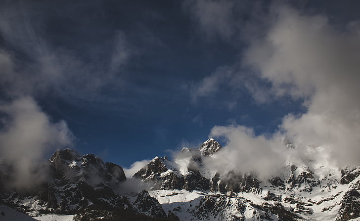 korkea, kulma, valokuvaus, Mountain, Alpit, pilvi, lumi
