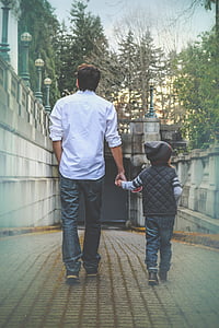father, son, walking, child, family, boy, people