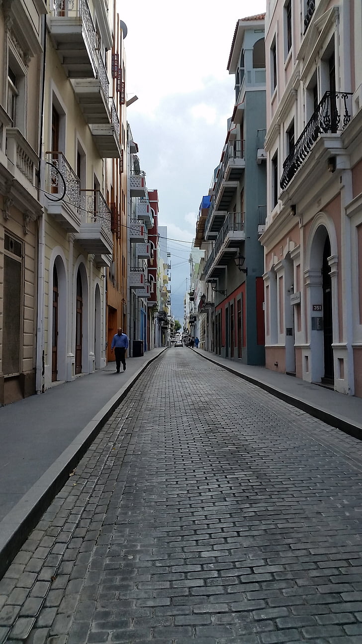 Cobblestone, architecture, rue, Porto Rico, San juan
