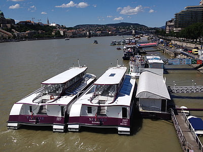 nave, fluxo, Budapest, Danúbio, água, turistas, embarcação náutica