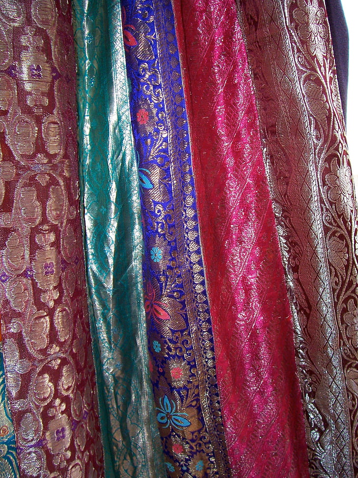 Sari, textílie, závesy, záves, závesy, trblietanie, záblesk