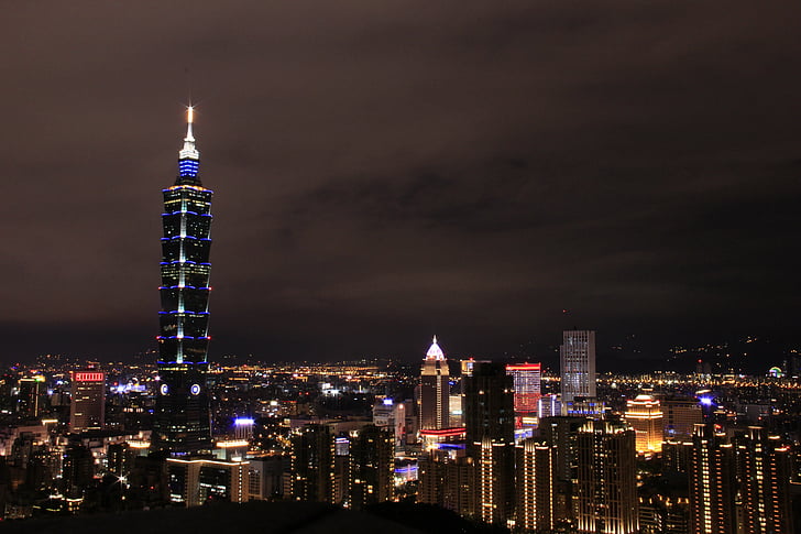 vista nocturna, Taipei 101, segell de la ciutat