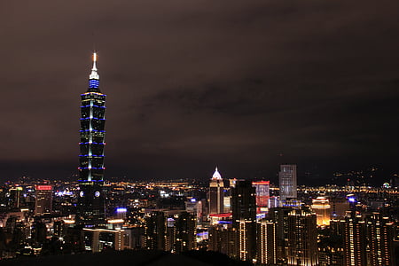 vista di notte, Taipei 101, guarnizione della città