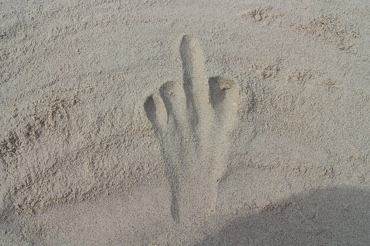 areia, praia, mão, Praia de areia, mar, pegada