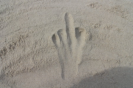 sable, plage, main, plage de sable, mer, empreinte de pas