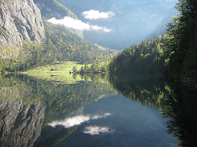 refleksi, Gunung, pemandangan, Danau, air, Alpine, bergsee