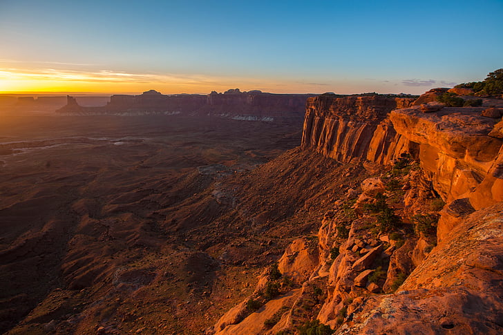 coucher de soleil, Canyonlands, Utah, paysage, national, Parc, nature