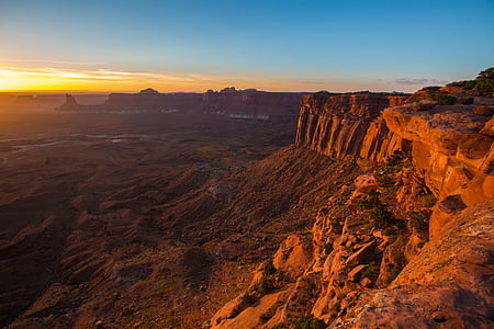 naplemente, Canyonlands, Utah, táj, nemzeti, Park, természet
